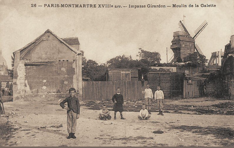 Moulin de la Galette dans l'impasse Girardon, vers 1900..jpg