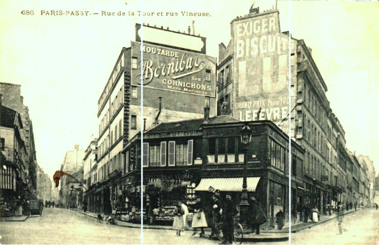 carrefour Alboni rue de la tour et rue vineuse affiches publicitaires bornibus biscuits lu.jpg